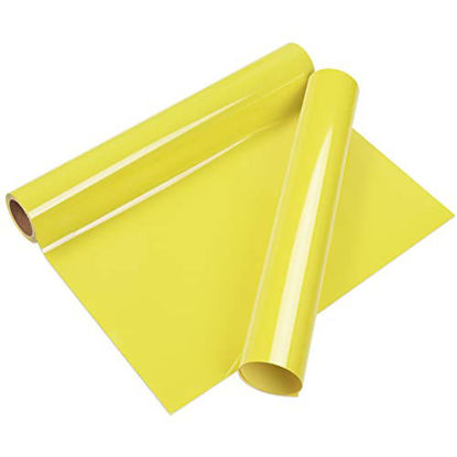 Picture of VINYL FROG Heat Transfer Vinyl Roll HTV Vinyl - 10" x 5ft Lemon Yellow Iron on Vinyl for T-Shirts, Heat Press Vinyl for DIY Craft Designs (Lemon Yellow)