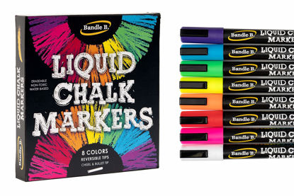 Picture of Chalk Markers - 8 Vibrant, Erasable, Non-Toxic, Water-Based, Reversible Tips, For Kids & Adults for Glass or Chalkboard Markers for Businesses, Restaurants, Liquid Chalk Markers (Vibrant 6mm)