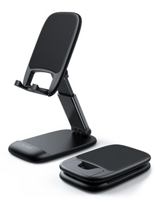 Picture of Lamicall Foldable Phone Stand for Desk - Height Adjustable Cell Phone Holder Portable Cellphone Cradle Desktop Dock Compatible with iPhone 13 Pro Max Mini, 12 11 XR X 8 7 6 Plus SE, 4-8'' Smartphone