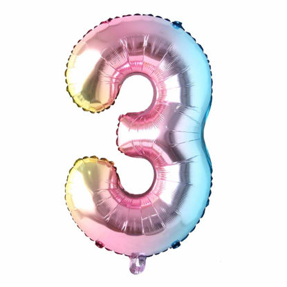 Picture of 40 inch Rainbow Gradient Colorful Big Size Number Foil Helium Balloons Birthday Party Celebration Decoration Large globos (40 inch Rainbow 3)