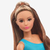 Picture of Barbie Looks Doll with Brown Hair Dressed in One-Shoulder Pink and Blue Midi Dress, Posable Made to Move Body Small