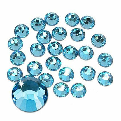 Picture of Jollin Glue Fix Crystal Flatback Rhinestones Glass Diamantes Gems for Nail Art Crafts Decorations Clothes Shoes(ss3 2880pcs, Aquamarine)