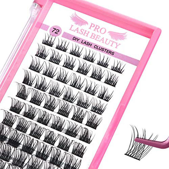 Picture of Cluster Lashes, 72 Pcs Individual Lashes, Lash Clusters DIY Eyelash Extension, Natural Lashes Super Thin Band Reusable Soft & Comfortable (Natural-C-14mm)