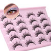 Picture of Newcally Eyelashes Anime Lashes Japanese Style Manga Lashes Spiky Faux Mink Lashes Natural Fluffy Thick Cosplay Lashes Wispy 10 Pairs Pack