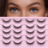 Picture of Newcally Eyelashes Anime Lashes Japanese Style Manga Lashes Spiky Faux Mink Lashes Natural Fluffy Thick Cosplay Lashes Wispy 10 Pairs Pack