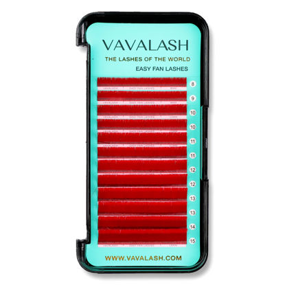 Picture of VAVALASH Colored Easy Fan Eyelash Extensions 0.07 C Curl 8-15mm Mixed Tray Red Self Fanning Lashes 2D-10D Colorful Volume lash extensions（Red,0.07-C-8-15 Mix）