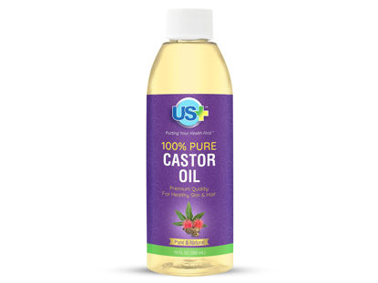 Picture of Us+ 10oz 100% Pure Castor Oil - Cold-pressed, Unrefined, Hexane-free - USP Grade - Premium Quality for Healthy Skin & Hair