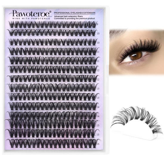 Picture of Lash Clusters 280pcs Individual Lashes DIY Eyelash Extension 40D 9-16mm Mix D Curl Eyelash Clusters Lash Extension for Self Application at Home (40D-0.07D-9-16MIX)