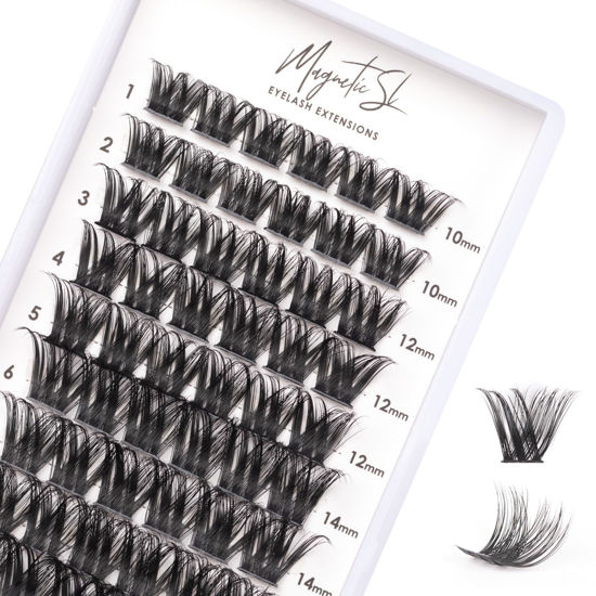 Picture of Cluster Lashes 72 Individual Lashes Clusters Eyelash Extensions False Eyelashes DIY Wispy Fluffy Lash Extension Kit Reusable False Eyelashes Natural Look Mix 10-16mm C D Curl-DM27