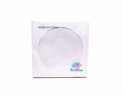 Picture of AcePlus 1,000 Pieces White Paper Sleeves for CDs or DVDs - Envelope Holder with Clear Window and Flap, 80g Economy Weight (1 Box = 10 packs x 100 Sleeves)