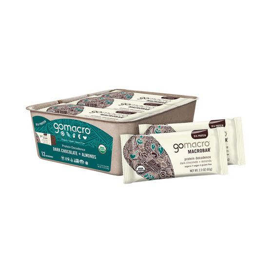 Picture of GoMacro MacroBar Organic Vegan Protein Bars - Dark Chocolate + Almonds (2.3 Ounce Bars, 12 Count)