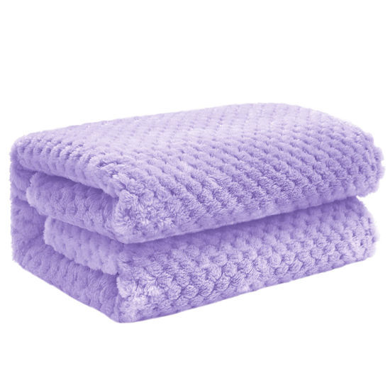 Picture of Exclusivo Mezcla Waffle Textured Fleece Baby Blanket, Soft and Warm Swaddle Blanket, Infant, Newborn, Toddler and Kids Receiving Blankets for Crib Stroller (Lilac Purple, 40x50 inches)