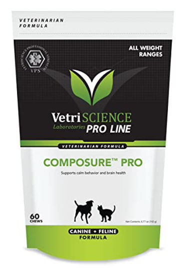 Picture of VetriScience Composure Pro Bite Size Chews for Dogs and Cats - Chicken Flavor Pet Relaxants & Anti-Anxiety Treatment - 60 Soft Chews