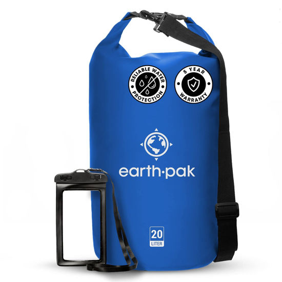 Picture of Earth Pak -Waterproof Dry Bag - Roll Top Dry Compression Sack Keeps Gear Dry for Kayaking, Beach, Rafting, Boating, Hiking, Camping and Fishing with Waterproof Phone Case