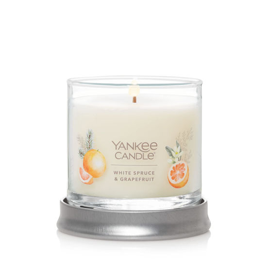 Picture of Yankee Candle White Spruce & Grapefruit Scented, Signature 4.3oz Small Tumbler Single Wick Candle, Over 20 Hours of Burn Time