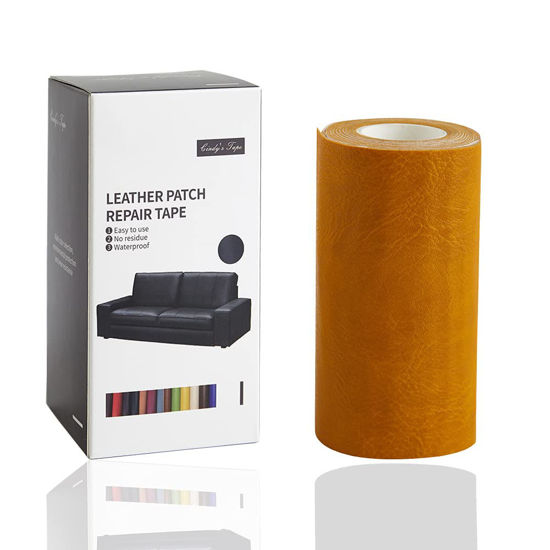 Picture of Leather Repair Tape Self Adhesive Patch kit Retro Dark Yellow 4 x 60 inch for Couch, Sofa,Car Seat,Handbag,Furniture,Computer Chair