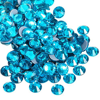 Picture of Beadsland Hotfix Rhinestones, 288pcs Flatback Crystal Rhinestones for Crafts Clothes DIY Decorations, Indicolite, SS30, 6.3-6.5mm