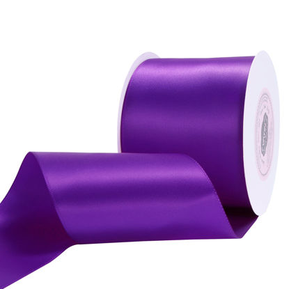 Picture of VATIN 3 inch Double Faced Polyester Purple Satin Ribbon - Continuous10 Yard Spool,Perfect for Bows Bouquet,Gift Wrapping,Floral Arrangement,Wedding Decoration