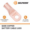 Picture of SELTERM 2pcs 2/0 AWG 3/8" Stud Copper Wire Lugs, Battery Lugs, Ring Terminals, Battery Cable Ends, 00 Gaug Ring Terminal Connectors, UL Heavy Duty Bare Copper Eyelets Battery Terminal Connectors