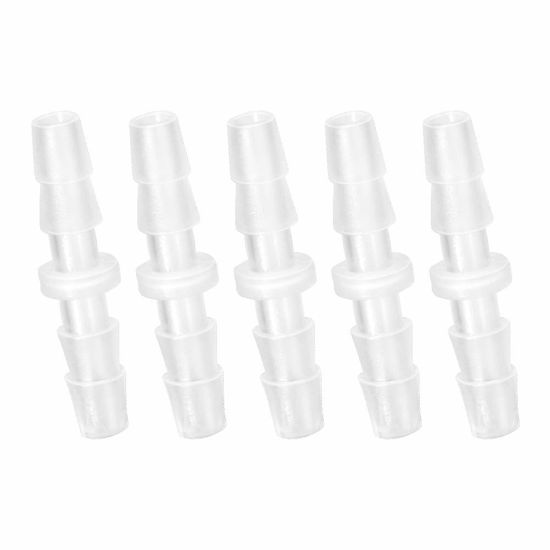 Picture of Quickun Plastic Hose Barb Fitting, 1/8" x 1/8" Barbed Splicer Mender Joint Adapter Union Fitting (Pack of 5)