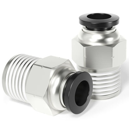 Picture of TAILONZ PNEUMATIC Male Straight 3/8 Inch Tube OD x 1/4 Inch NPT Thread Push to Connect Fittings PC-3/8-N2 (Pack of 20)