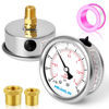 Picture of MEANLIN MEASURE -30~30Psi Stainless Steel 1/4" NPT 2.5" FACE DIAL Vacuum Pressure Gauge ，Center Back Mount