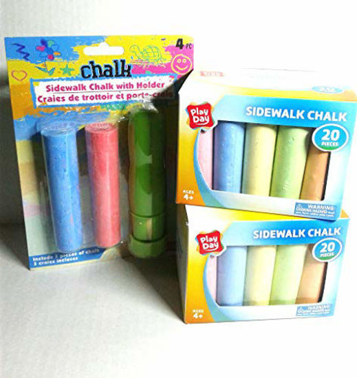 Picture of Bundle Of Sidewalk Chalk (2) 20 Pieces In Each Box Plus A Pack Of (3) Additional Chalk With Chalk Holder