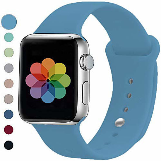 Picture of UPOLS Compatible with Apple Watch Band 38mm 42mm 40mm 44mm Sport Band, Silicone Sport Strap Replacement Bands Compatible for iWatch Series 5/4/3/2/1 S/M M/L