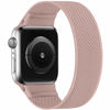 Picture of ENJINER Stretchy Nylon Solo Loop Bands Compatible with Apple Watch 38mm 40mm 41mm 42mm 44mm 45mm 49mm Ultra iWatch Series 8 7 SE 6 5 4 3 2 1 Strap, Sport Elastic Braided Women Men No Buckles Clasps Replacement Wristband, Rose Pink 38/40/41mm S