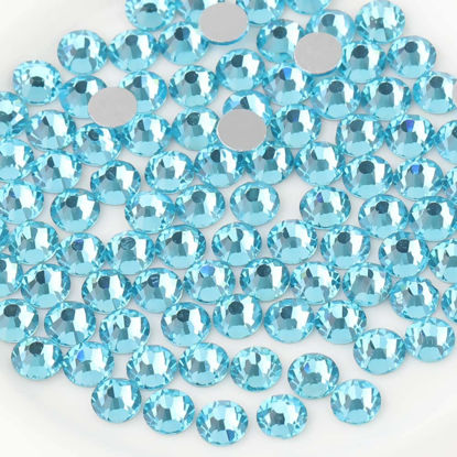 Picture of Beadsland 1440pcs Flat Back Crystal Rhinestones Round Gems for Nail Art and Craft Glue Fix, Aquamarine,SS12,3.0-3.2mm