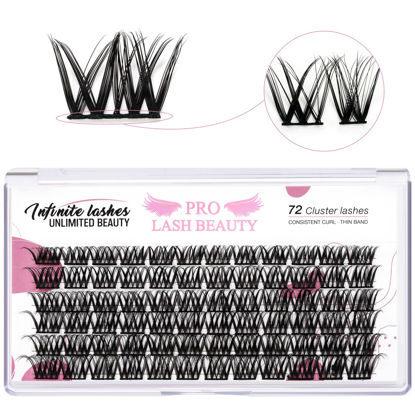 Picture of Cluster Lashes 72 Pcs Lash Clusters DIY Eyelash Extension Individual Cluster Eyelashes Soul Style Self-Application Fluffy Super Thin Band Reusable Soft & Comfortable(Soul-D-10mm)