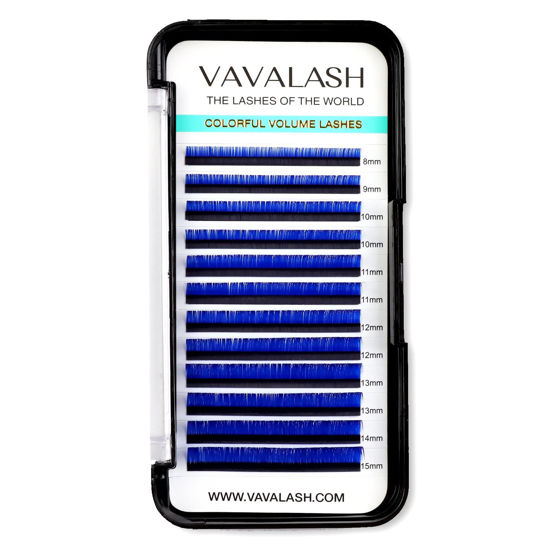 Picture of Colored Lash Extensions 0.07mm CC Curl Blue Individual Volume Lashes Extensions 13-20 Mix Length Color Eyelash Extensions for Salon (Blue 0.07-CC, 13-20mm)