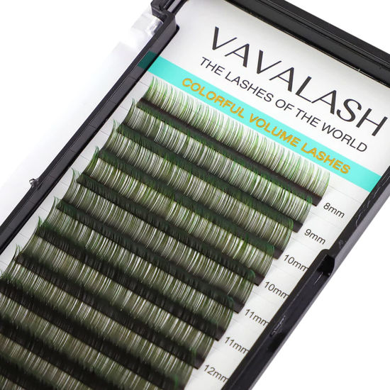 Picture of VAVALASH Ombre Colored Lash Extension 0.07 Thickness DD Curl Black Gradient Green Individual Premium Eyelash Extensions Volume Lash Extension (Black Gradient Green 0.07 DD, 8-15mm)