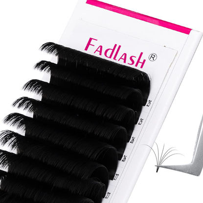 Picture of Lash Extensions Easy Fan Volume Lashes 25-30mm Mixed Tray Volume Eyelashes Extension Faux Mink Blooming Lashes Easy Fan Lashes (0.07-DD, 25-30 Mix)