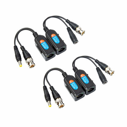 Picture of Xenocam 2 Pair Passive Video HD-TVI/CVI/AHD Balun 1080P - 5MP BNC to RJ45 Long Distance Network Transceiver for Full HD Security Surveillance Camera (BNC to RJ45 Adapter Small)