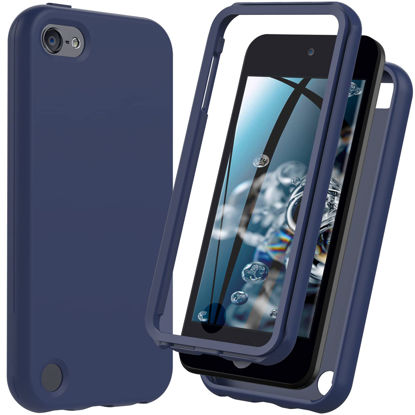 Picture of iPod Touch 7th/6th/5th Generation Case, iPod Touch case, Shockproof Silicone Case [with Built in Screen Protector] Full Body Heavy Duty Rugged Defender Cover Case for iPod Touch 7/6/5 Boys (Blue)