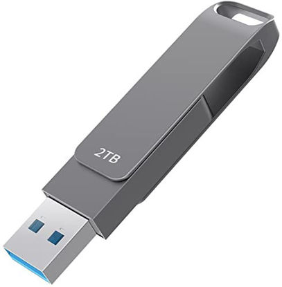 Picture of 2TB USB 3.0 Flash Drive - Read Speeds up to 100MB/Sec Thumb Drive 2TB Memory Stick 2000GB Pen Drive 2TB Swivel Metal Style Keychain Design 2TB-YWB