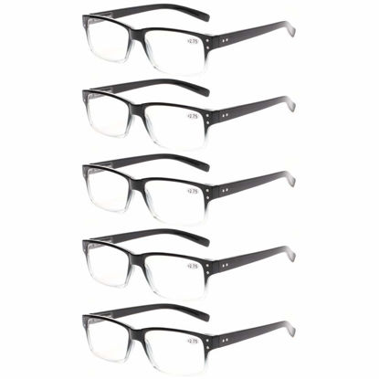 Picture of NORPERWIS Reading Glasses 5 Pairs Quality Readers Spring Hinge Glasses for Reading for Men and Women (5pcs - Black/Clear, 4.00)