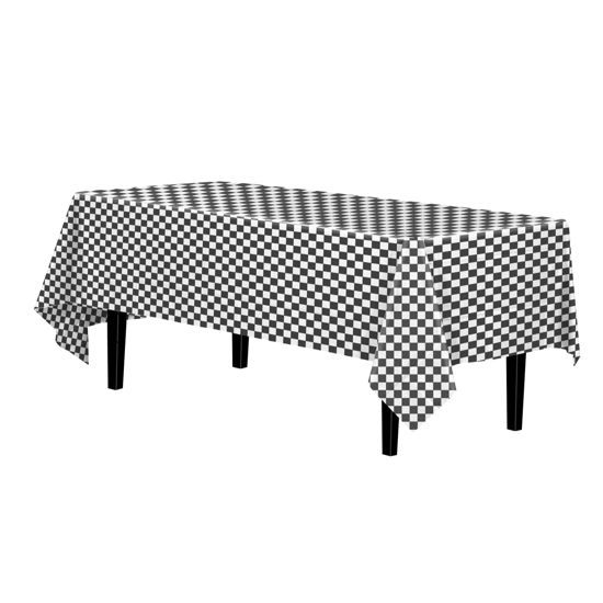 Picture of Exquisite 12-Pack - Premium Plastic Tablecloth 54in. x 108in. Rectangle Table Cover - Checkered