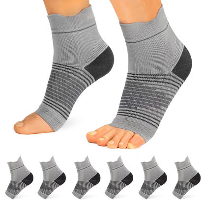 Picture of Plantar Fasciitis Sock (6 Pairs) for Men and Women, Compression Foot Sleeves with Arch and Ankle Support (Gray, X-Large)