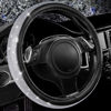 Picture of CAR PASS Bling Diamond Leather Steering Wheel Cover, with Bling Sparkly Crystal Glitter Rhinestones Universal Fit 14" 1/2-15" Car Wheel Protector for Women Girl Fit Suvs,Vans,Sedans,Car,Trucks, Silver