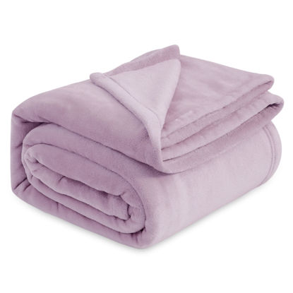 Picture of Bedsure Fleece Blanket Queen Blanket Lilac Lavender - Bed Blanket Soft Lightweight Plush Fuzzy Cozy Luxury Microfiber, 90x90 inches