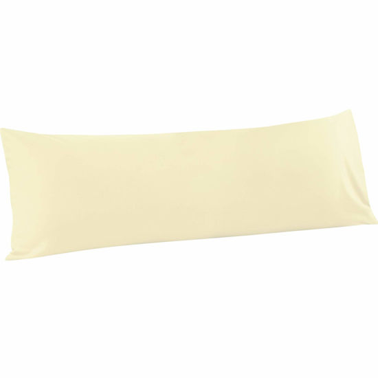 Picture of FLXXIE 1 Pack Microfiber Body Pillow Case, 1800 Super Soft Pillowcase with Envelope Closure, Wrinkle, Fade and Stain Resistant Pillow Cover, 20x54, Ivory