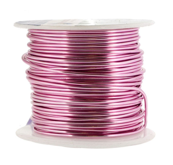 Picture of Mandala Crafts Anodized Aluminum Wire for Sculpting, Armature, Jewelry Making, Gem Metal Wrap, Garden, Colored and Soft, 1 Roll(16 Gauge, Pink)