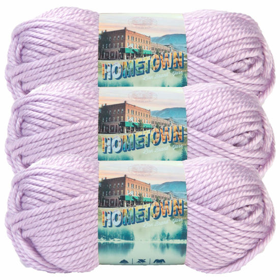 Picture of Lion Brand Yarn Hometown Yarn, Bulky Yarn, Yarn for Knitting and Crocheting, 3-Pack, Joliet Iris