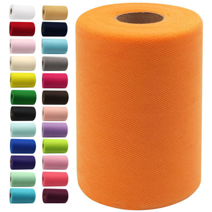 Picture of Orange Tulle Fabric Rolls 6 Inch by 100 Yards (300 feet) Fabric Spool Tulle Ribbon for DIY Orange Tutu Bow Baby Shower Birthday Party Wedding Decorations Christmas Craft Supplies