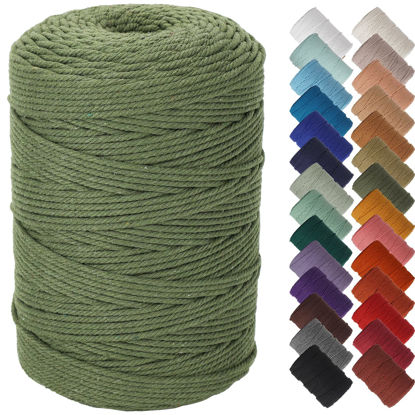 Picture of NOANTA Olive Green Macrame Cord 3mm x 328yards, Colored Macrame Rope, Cotton Rope Macrame Yarn, Colorful Cotton Craft Cord for Wall Hanging, Plant Hangers, Crafts, Knitting