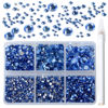 Picture of Bymitel 5000 Pieces 6 Mixed Sizes Glue Fix on Glass Rhinestones Round Crystal Gems Flatback for DIY Jewelry Making with one Picking Pen(6-Sizes 5000PCS, Lt. Sapphire)