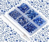 Picture of Bymitel 5000 Pieces 6 Mixed Sizes Glue Fix on Glass Rhinestones Round Crystal Gems Flatback for DIY Jewelry Making with one Picking Pen(6-Sizes 5000PCS, Lt. Sapphire)