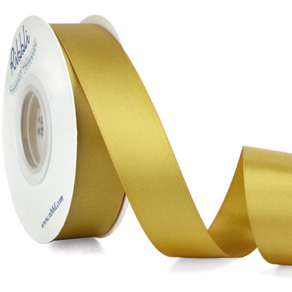 Picture of Ribbli Gold Double Faced Satin Ribbon,1” x Continuous 25 Yards,Use for Bows Bouquet,Gift Wrapping,Wedding Decoration